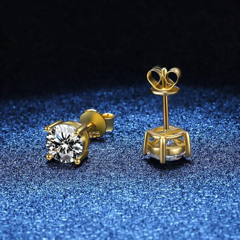 Platinum-Plated Moissanite Stud Earrings
