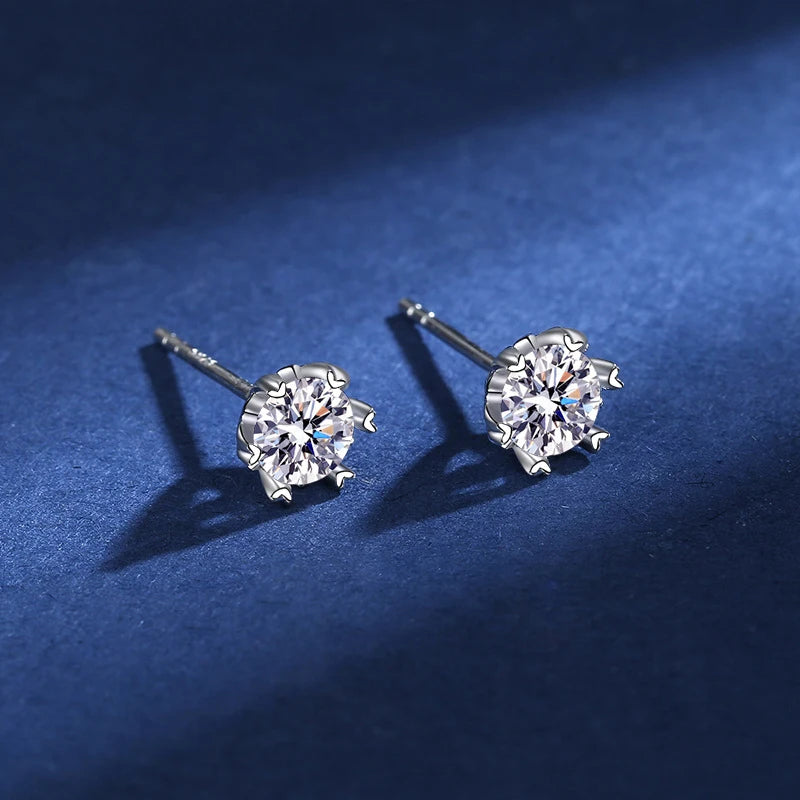 Platinum-Plated Moissanite Stud Earrings