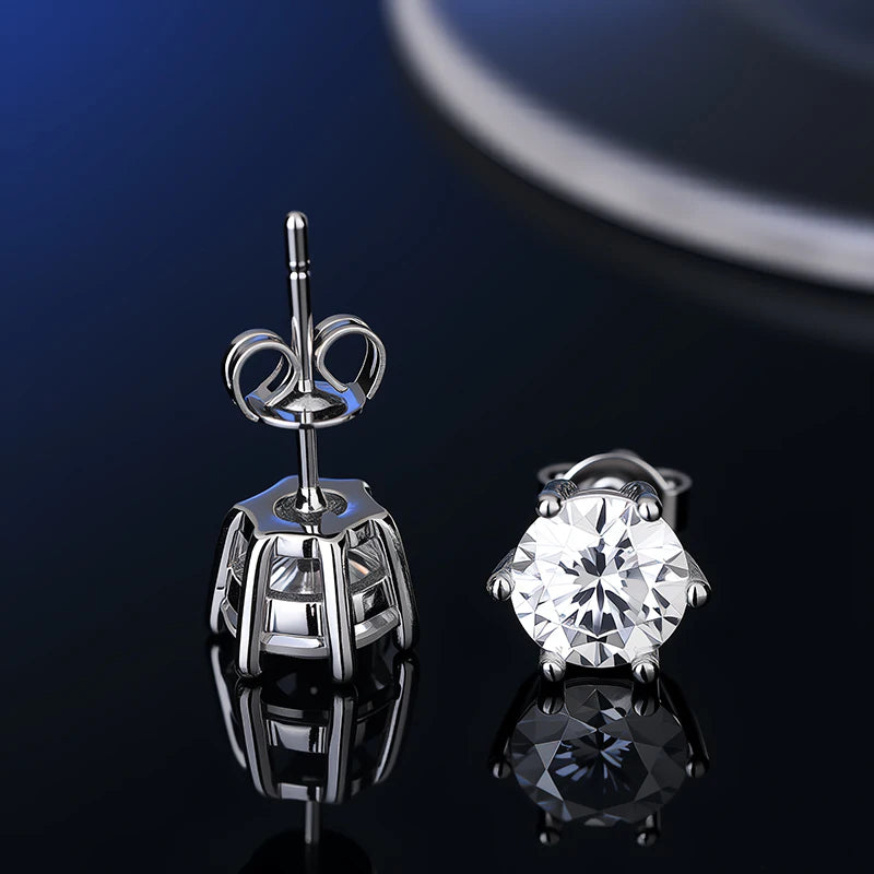 Platinum-Plated Moissanite Stud Earrings