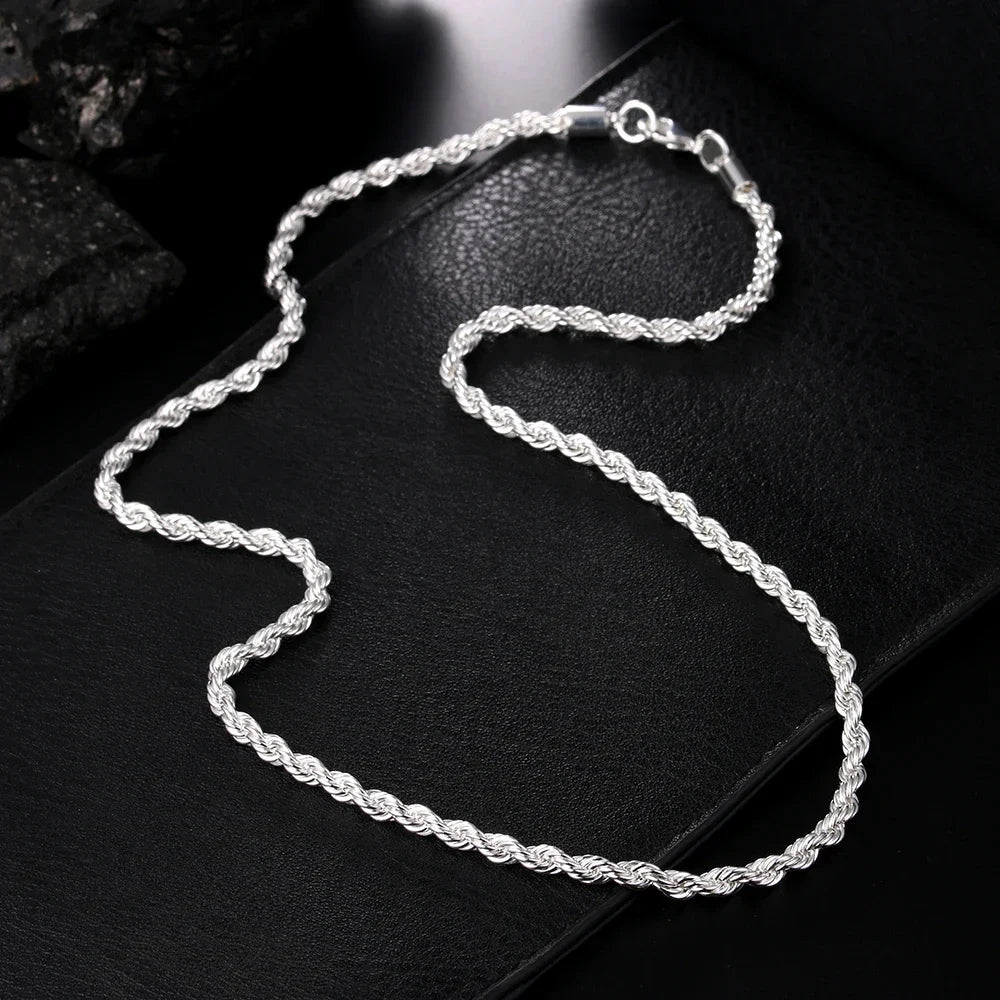 Sterling Silver Rope Chain Necklace