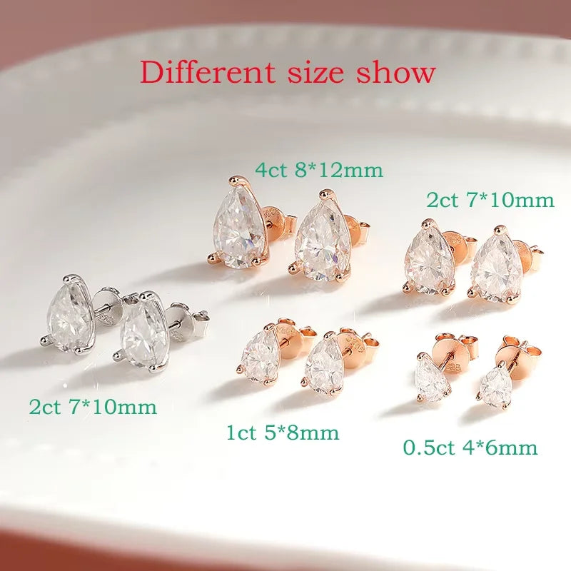 Pear Cut Moissanite Stud Earrings