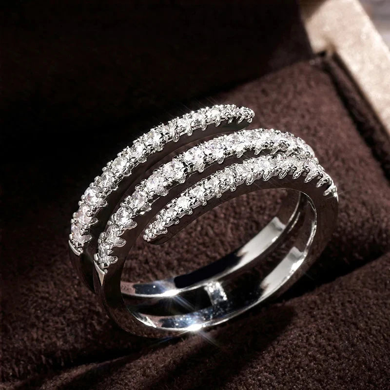 Surround Wrap Statement Ring – Multi-Row CZ Crystal Band