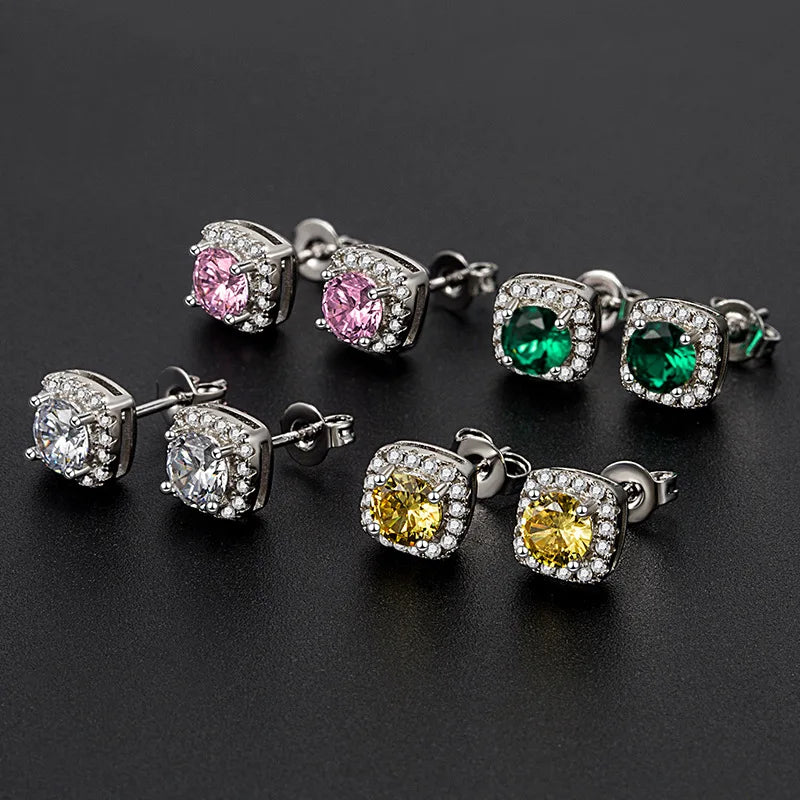 Platinum-Plated Moissanite Stud Earrings