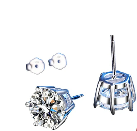 Six-Prong Moissanite Stud Earrings