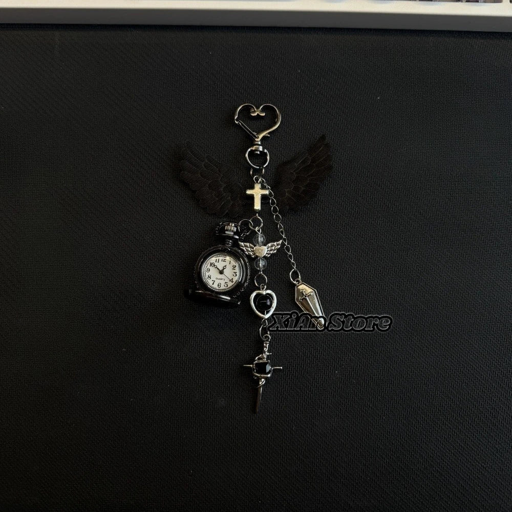 Original Hollow Heart Pocket Watch Chain keychain Design Steampunk Clock Vintage Necklace Pendant Jewelry Watch Men Women Gift
