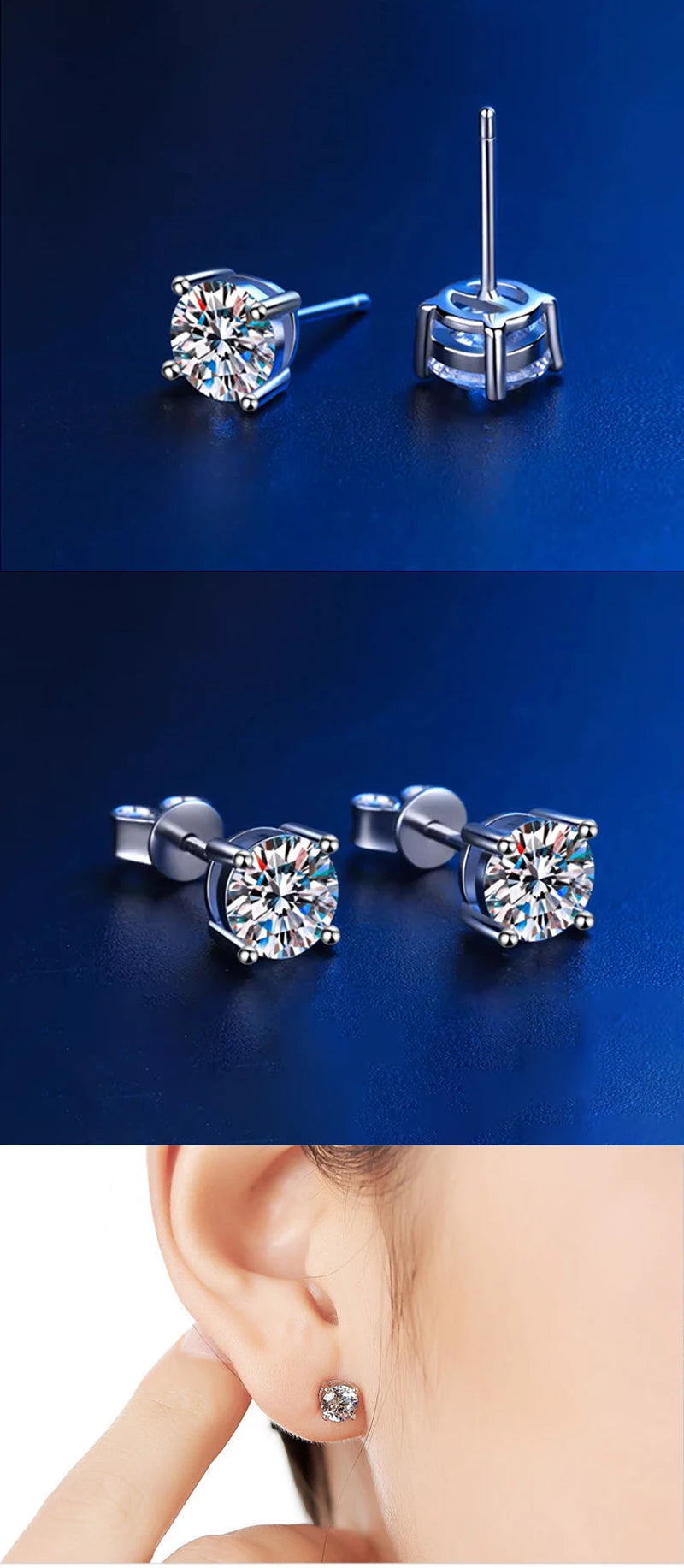 Platinum-Plated Moissanite Stud Earrings
