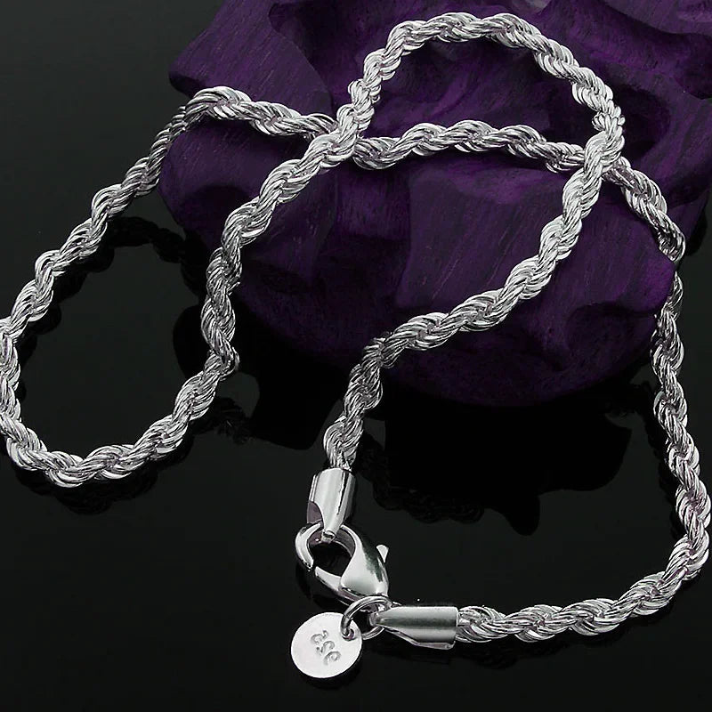 Sterling Silver Rope Chain Necklace