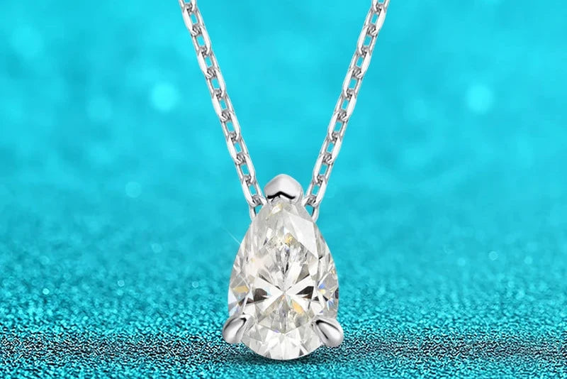 Pear Cut Moissanite Pendant Necklace