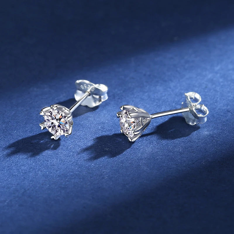 Platinum-Plated Moissanite Stud Earrings