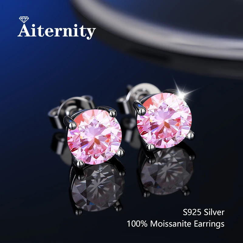 Platinum-Plated Moissanite Stud Earrings
