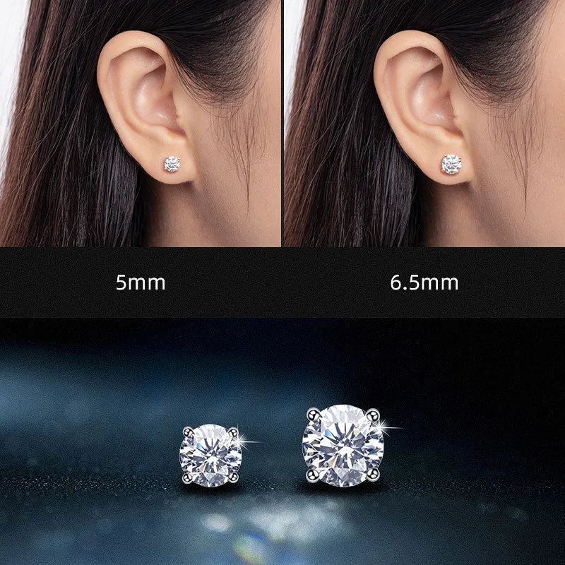 Moissanite Screw-Back Stud Earrings