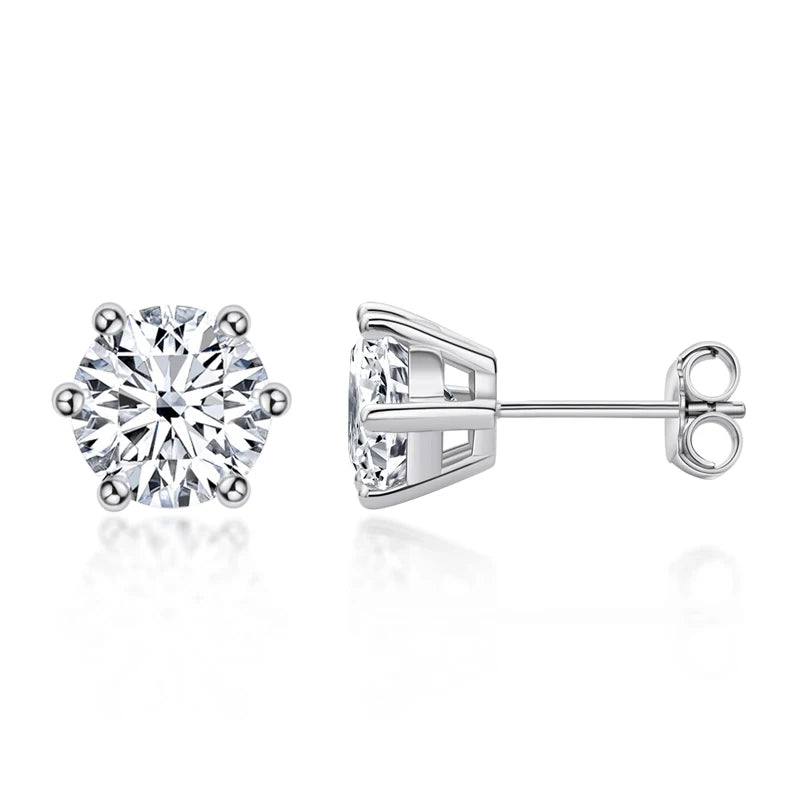 Moissanite Screw-Back Stud Earrings