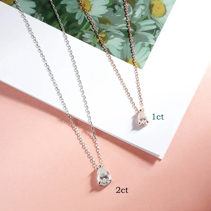 Pear Cut Moissanite Pendant Necklace