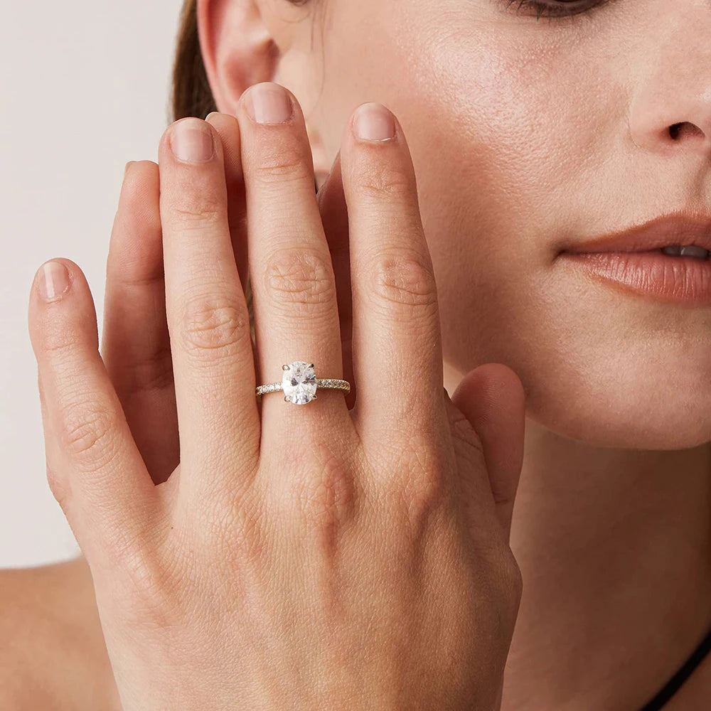 Oval Halo Moissanite Engagement Ring