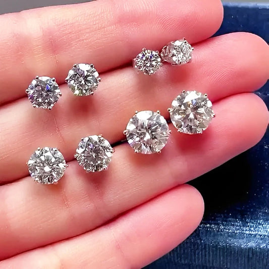 Moissanite Screw-Back Stud Earrings