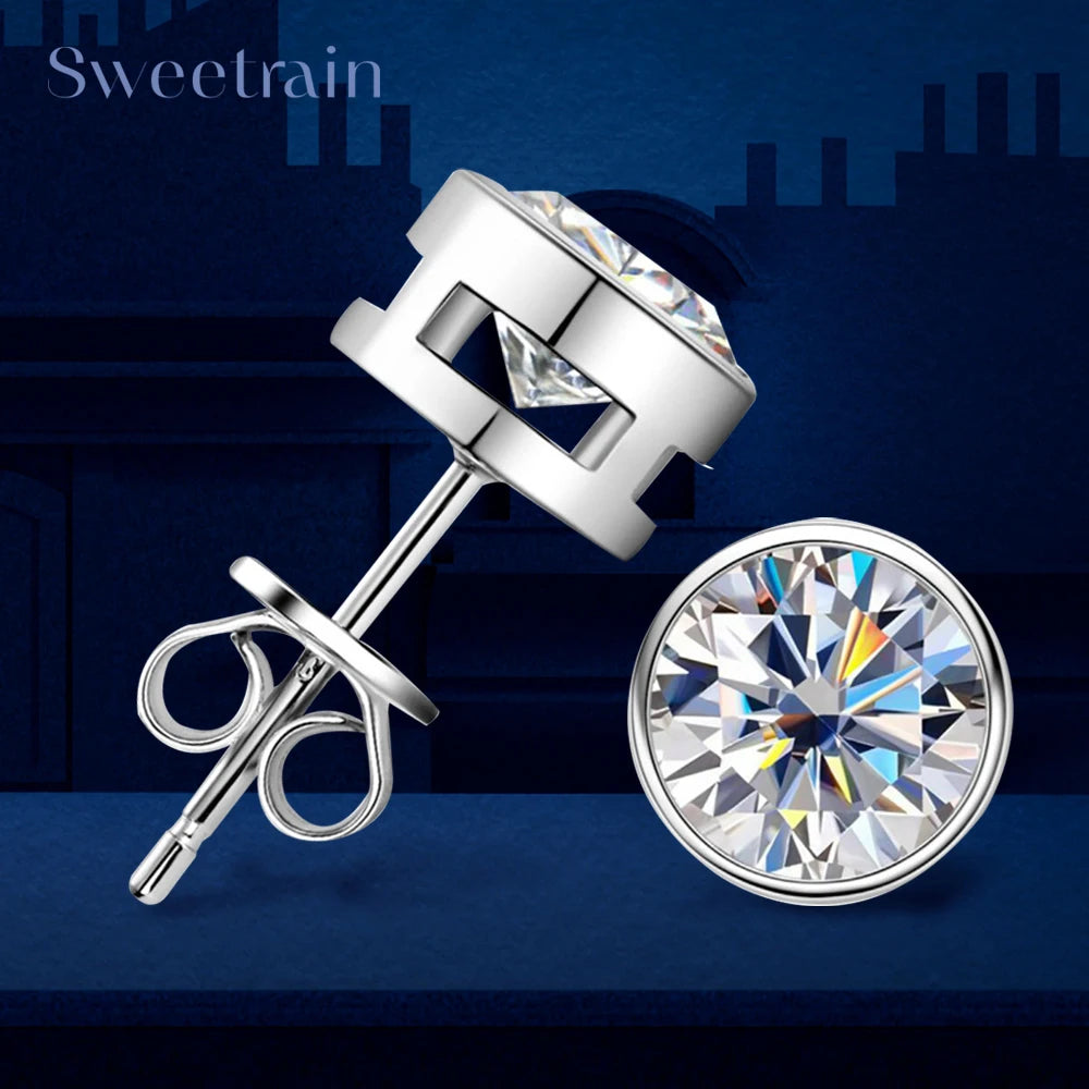 18K Gold Plated Moissanite Stud Earrings