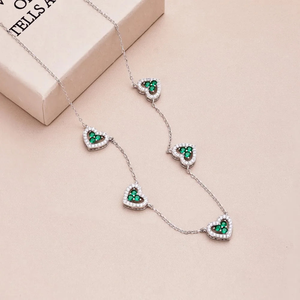 Five Hearts CZ Necklace