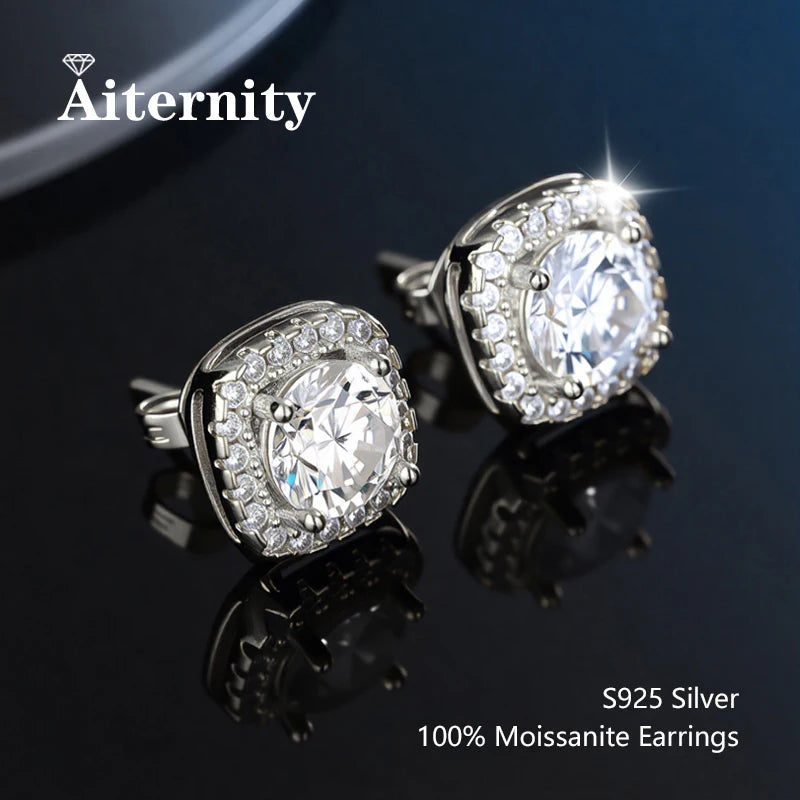 Platinum-Plated Moissanite Stud Earrings