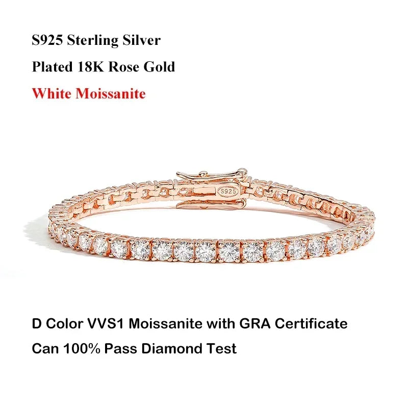Rose Gold Moissanite Tennis Bracelet