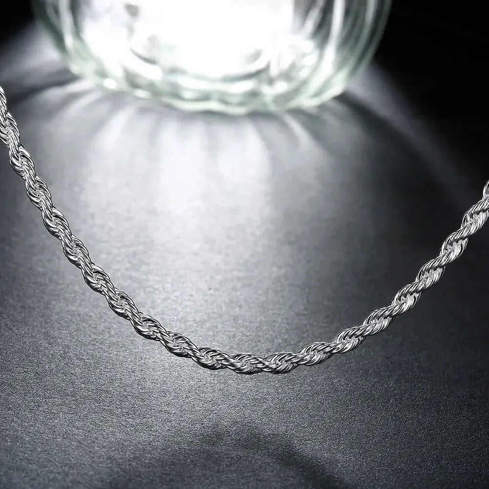 Sterling Silver Rope Chain Necklace
