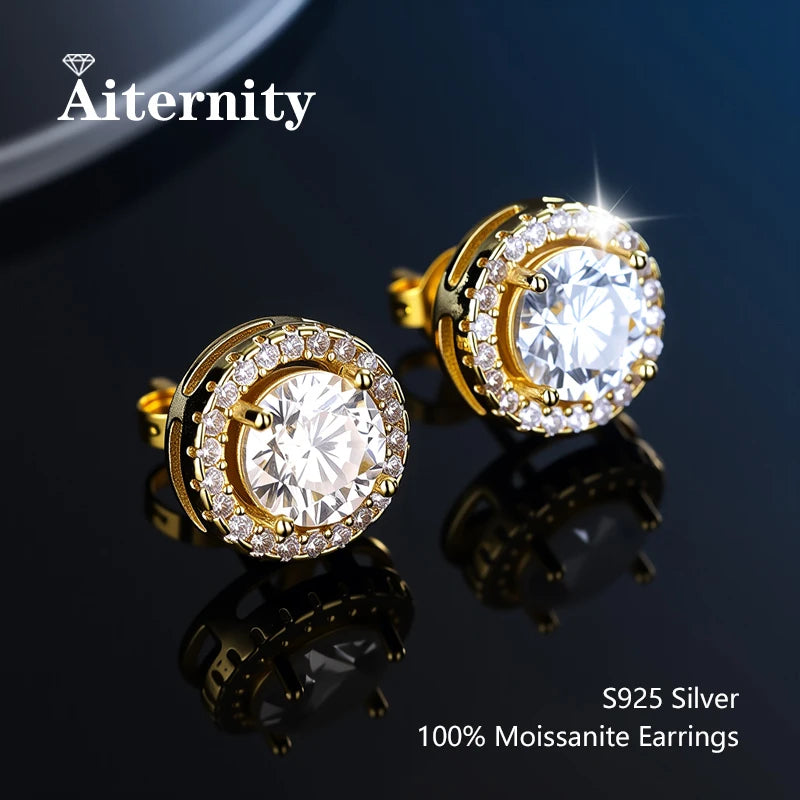 Platinum-Plated Moissanite Stud Earrings