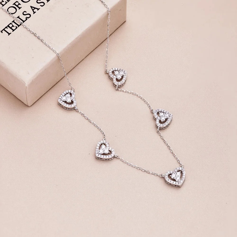 Five Hearts CZ Necklace