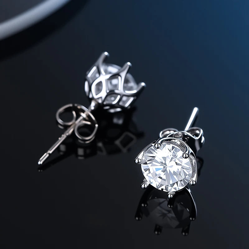 Platinum-Plated Moissanite Stud Earrings