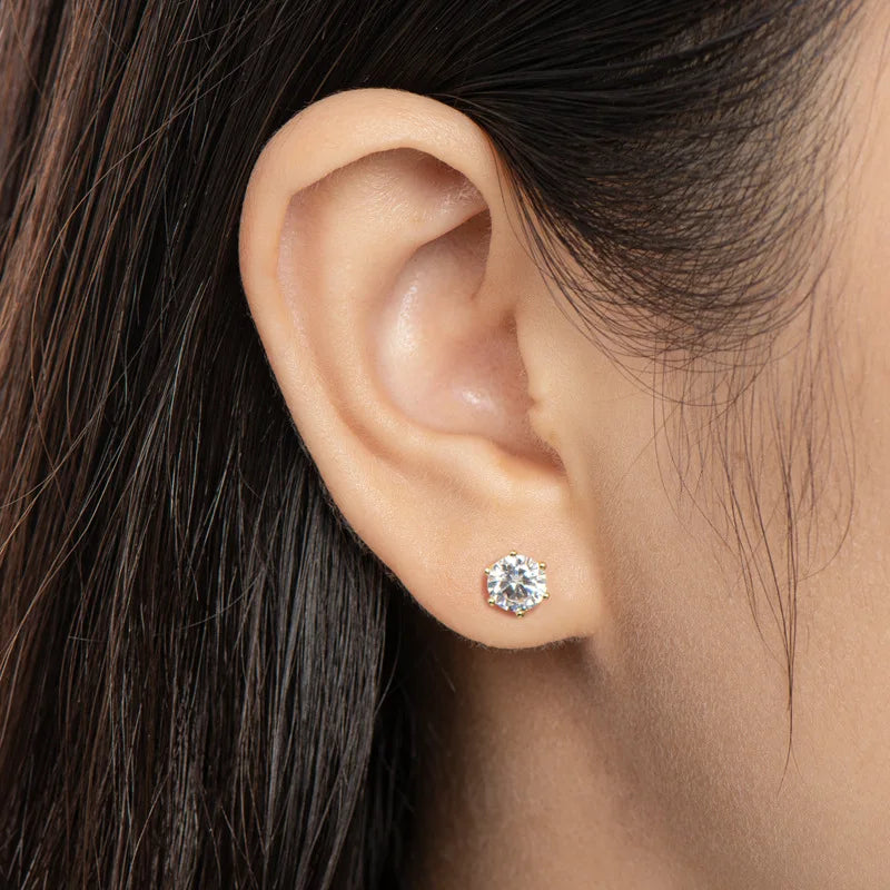 Moissanite Screw-Back Stud Earrings