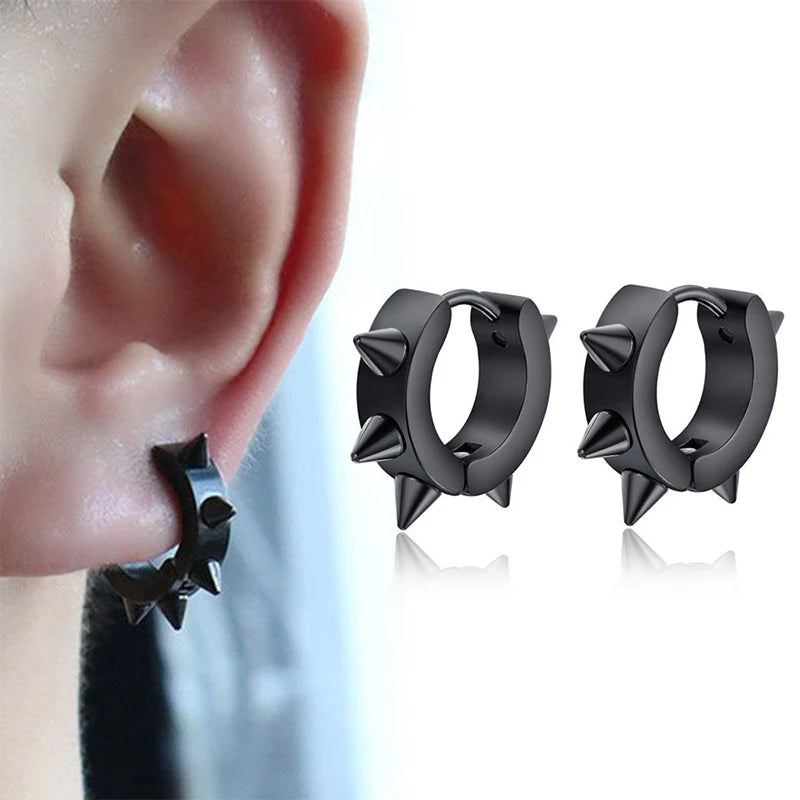 Punk Gothic Spike Hoop Earrings-Unisex