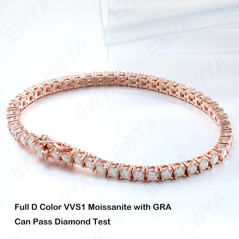 Rose Gold Moissanite Tennis Bracelet