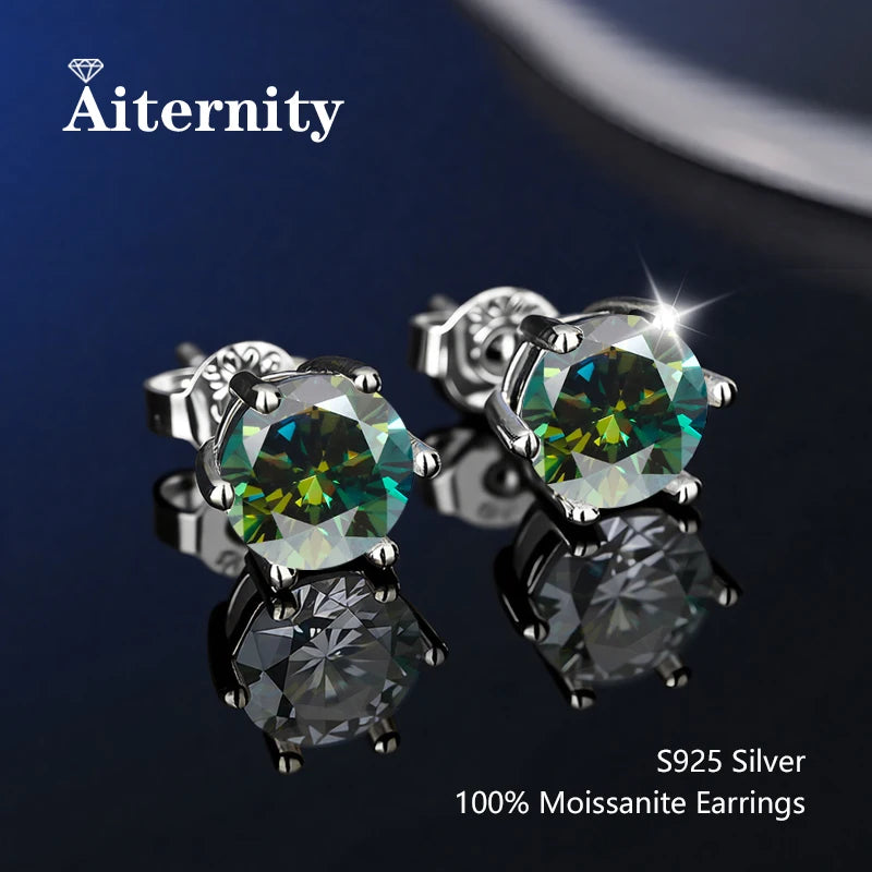 Platinum-Plated Moissanite Stud Earrings