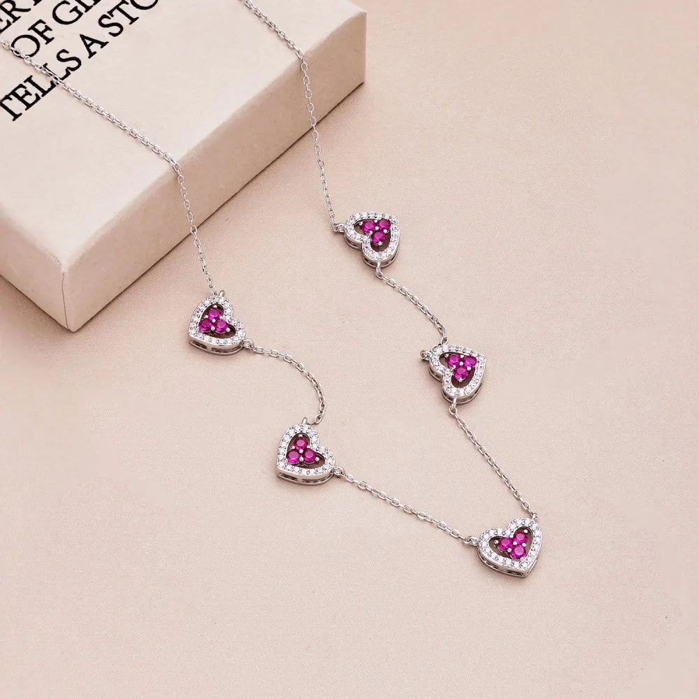 Five Hearts CZ Necklace