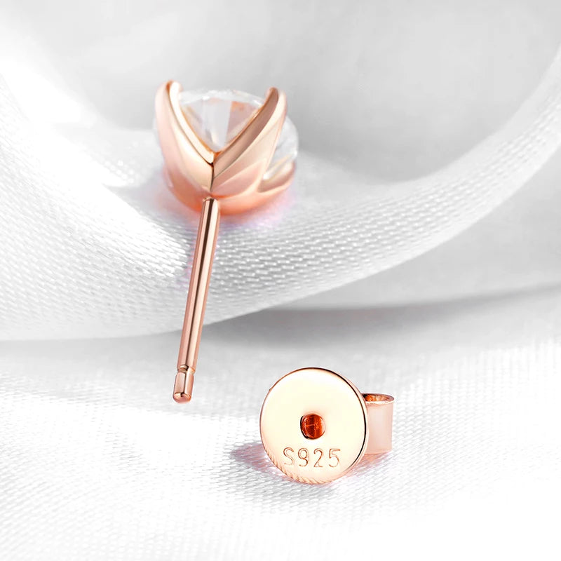 Rose Gold Moissanite Stud Earrings
