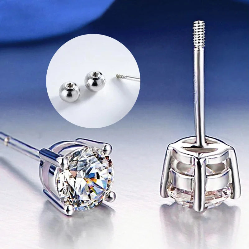 Moissanite Screw-Back Stud Earrings