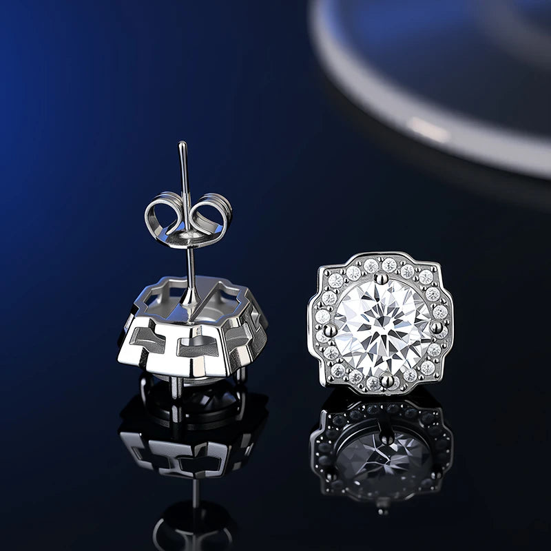 Platinum-Plated Moissanite Stud Earrings