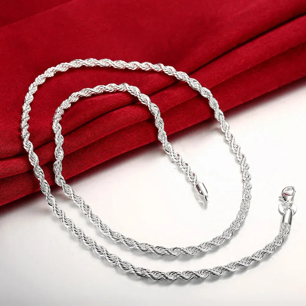 Sterling Silver Rope Chain Necklace