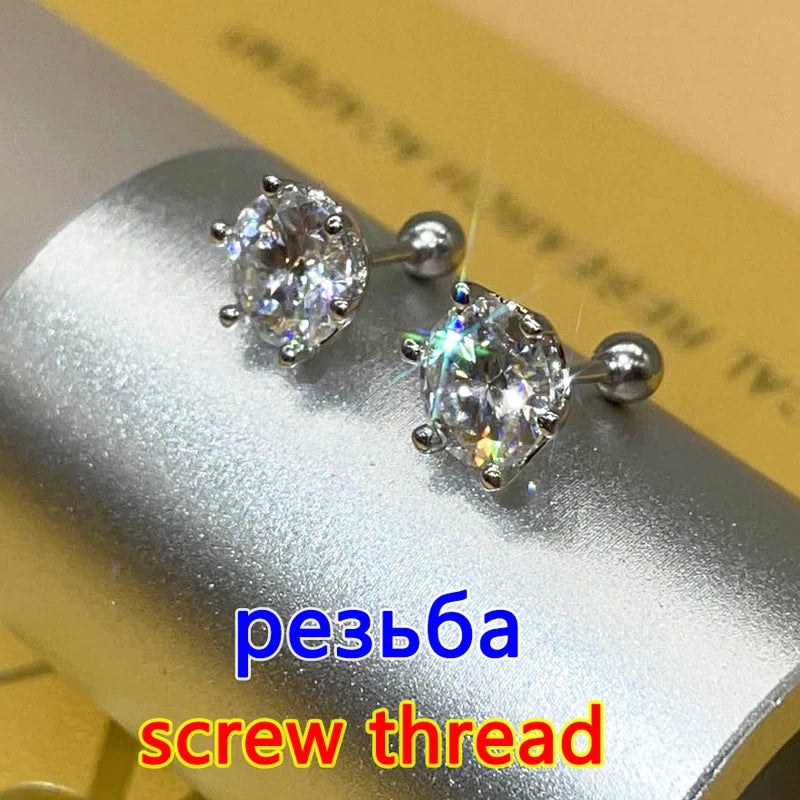 Moissanite Screw-Back Stud Earrings