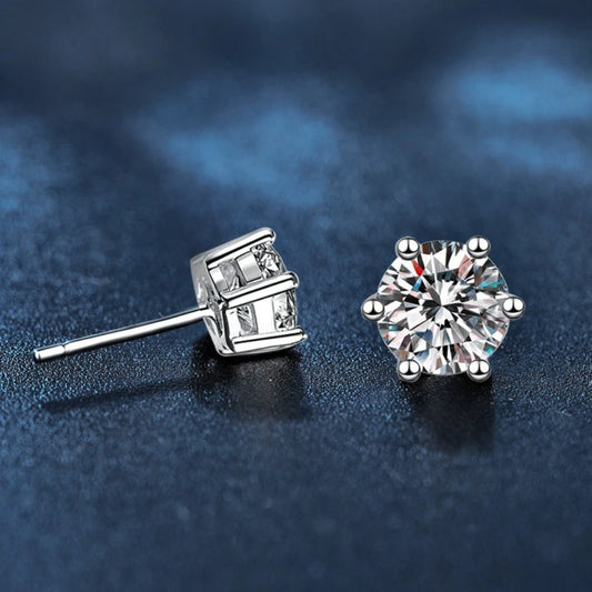 Six-Claw Moissanite Stud Earrings