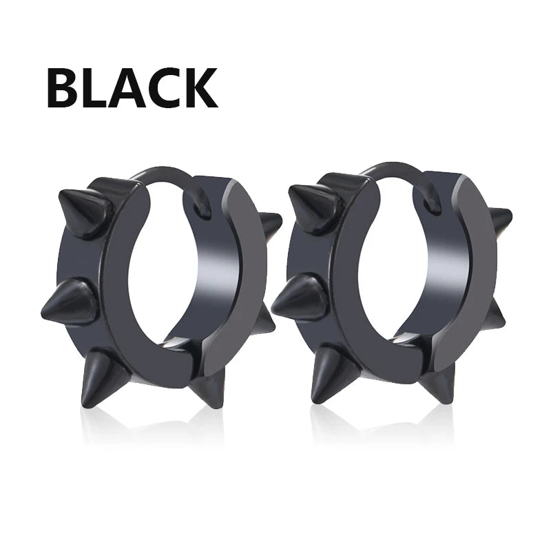 Punk Gothic Spike Hoop Earrings-Unisex