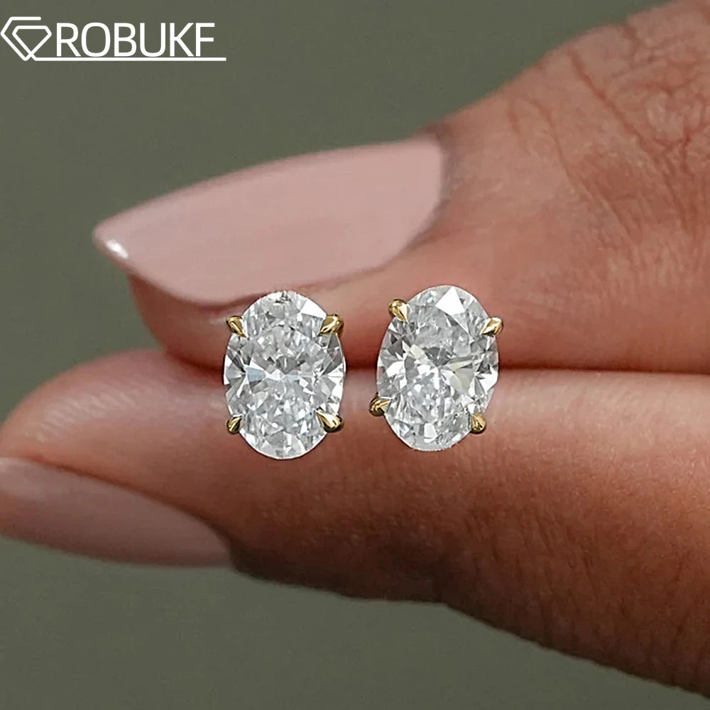 Oval Cut Moissanite Stud Earrings