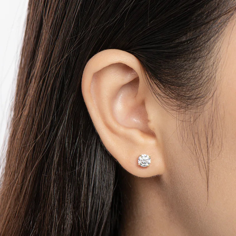 Moissanite Screw-Back Stud Earrings