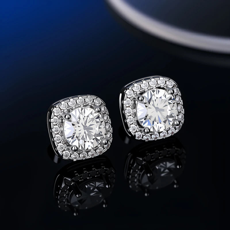 Platinum-Plated Moissanite Stud Earrings