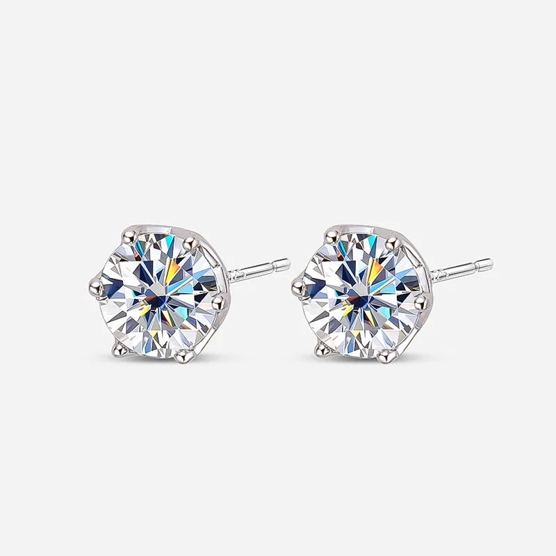 Moissanite Stud Earrings, 1CT
