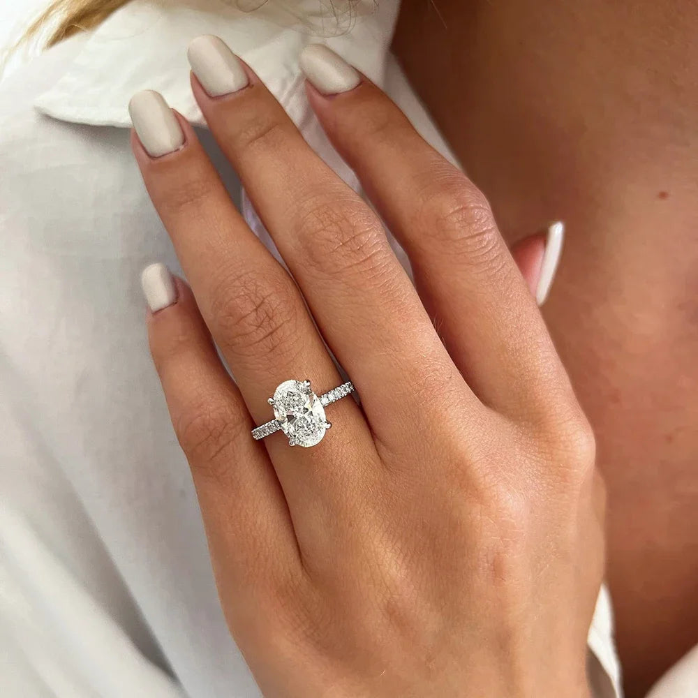 Oval Halo Moissanite Engagement Ring