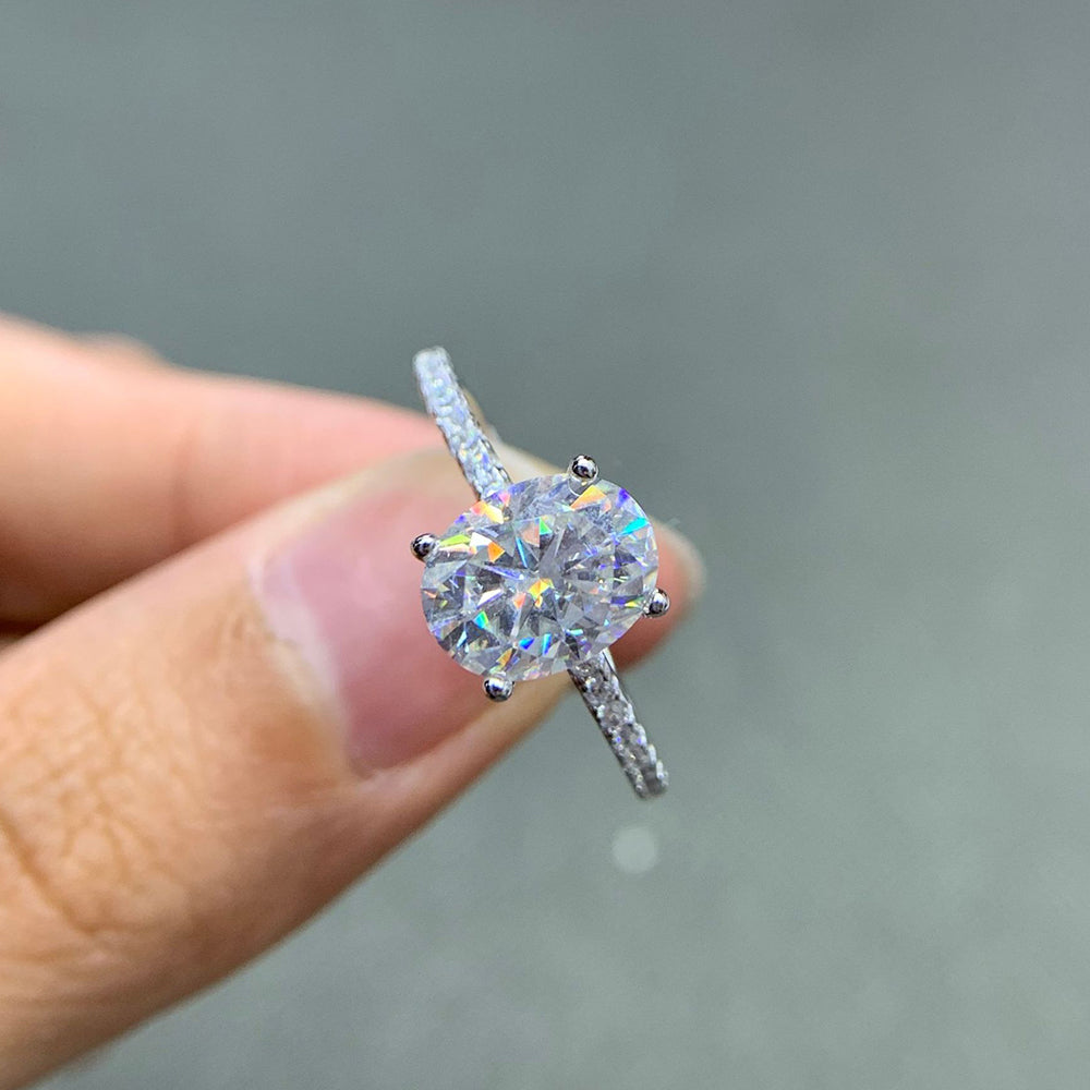Oval Halo Moissanite Engagement Ring