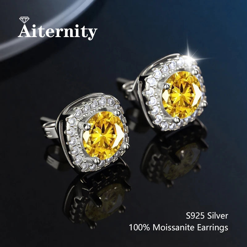 Platinum-Plated Moissanite Stud Earrings