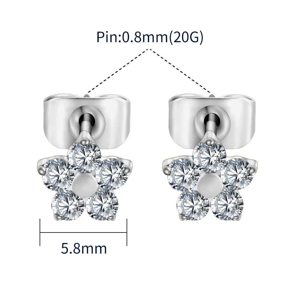 Titanium Flower Stud Earrings