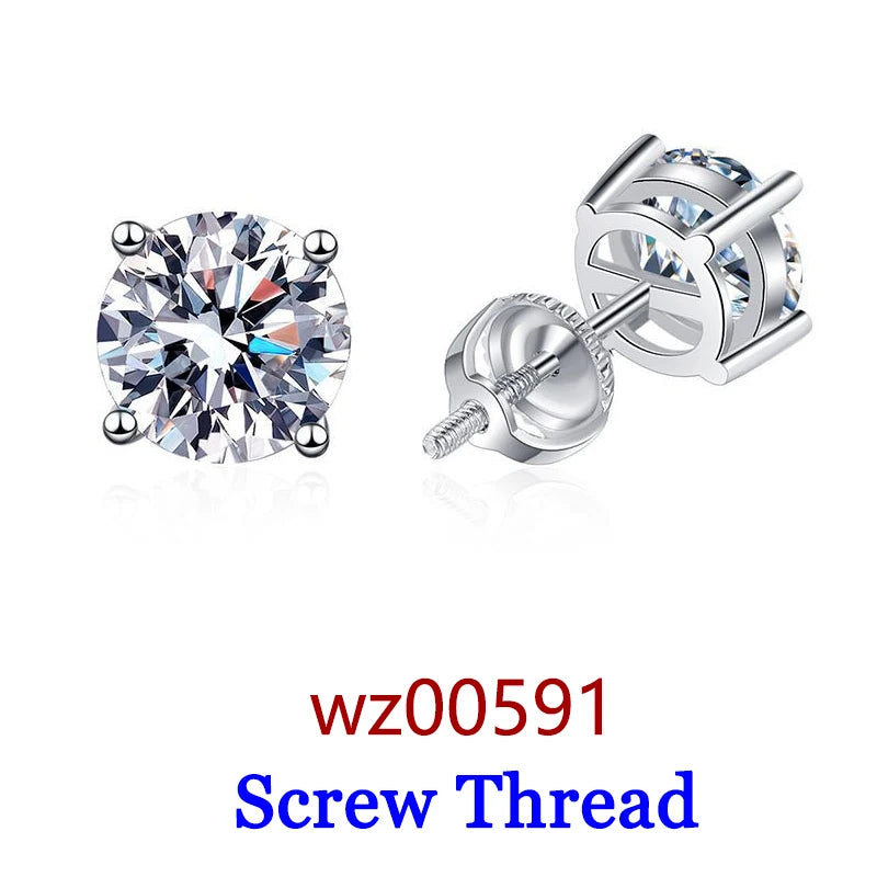 Moissanite Screw-Back Stud Earrings