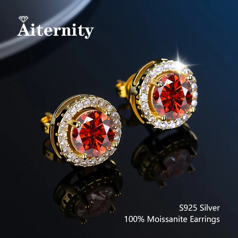Platinum-Plated Moissanite Stud Earrings