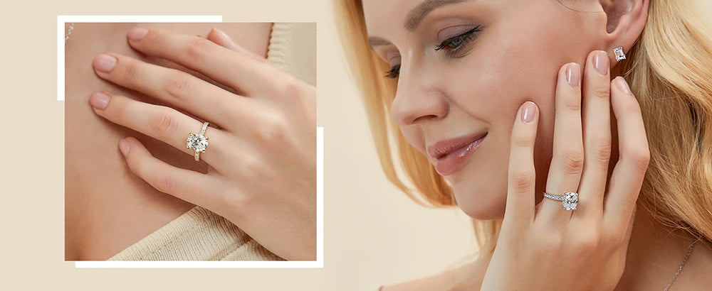 Oval Halo Moissanite Engagement Ring